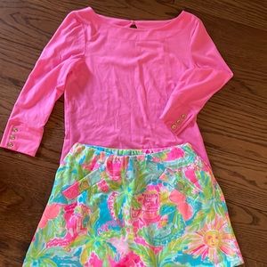 Lilly Pulitzer boatneck pink top XS